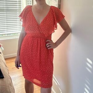 Coral Midi Cocktail Dress